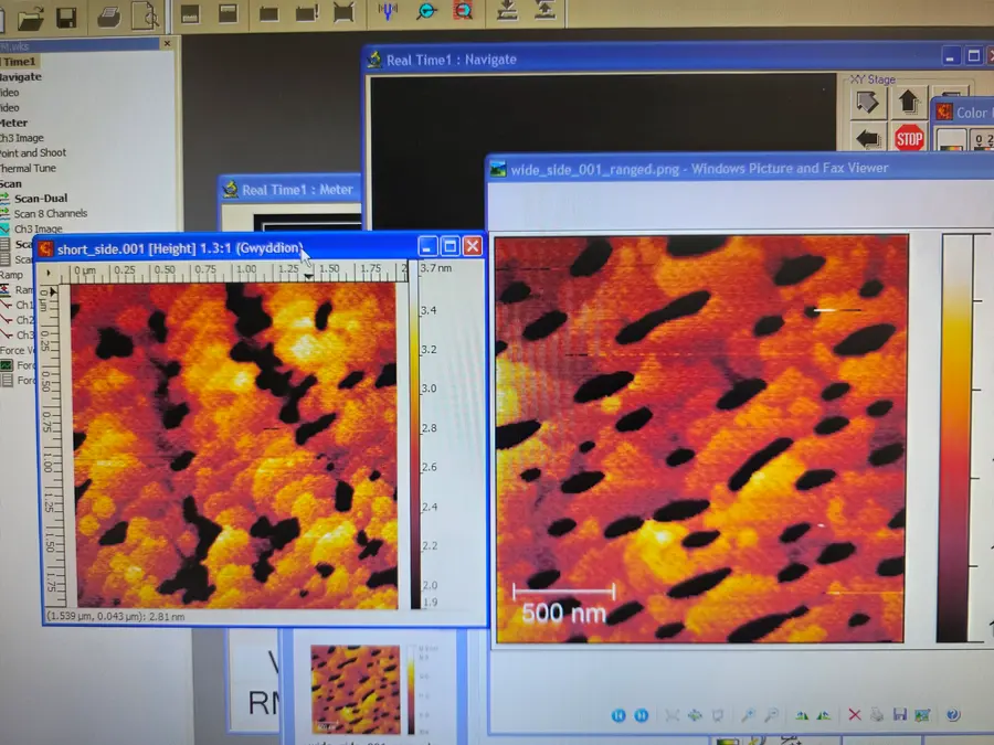 AFM defect mapping. Surface topography of an epitaxial film, hunting for what went wrong.