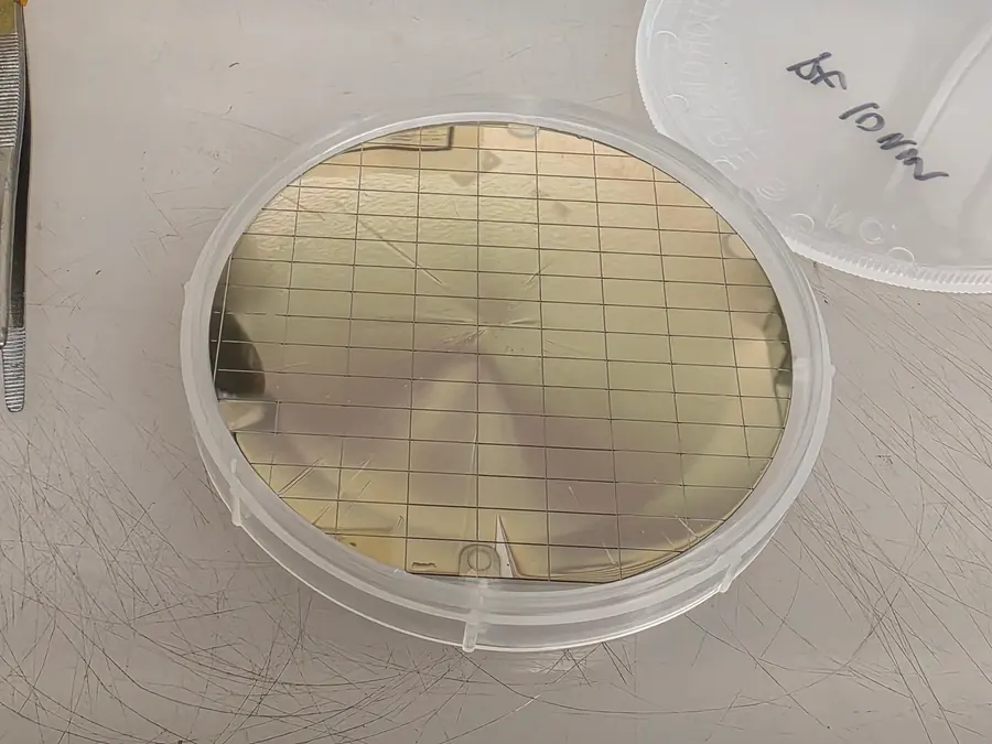 A diced library. A gradient wafer cut into individually addressable chips.