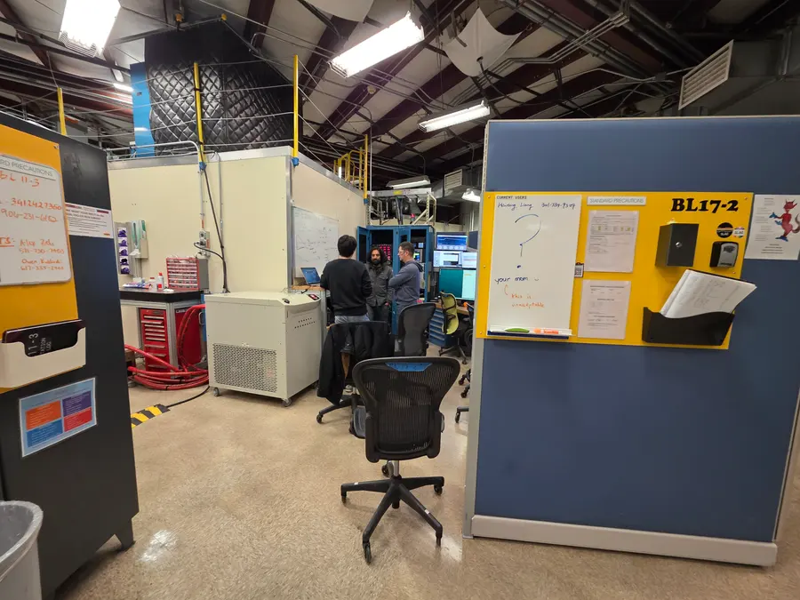 Beamtime. The hutch at SSRL — beamtime is measured in shifts, not hours.
