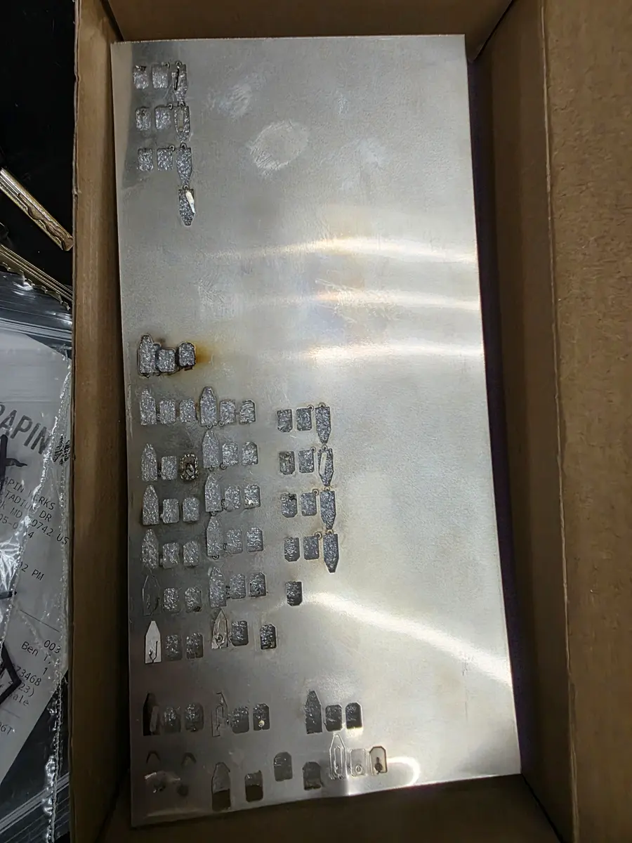 What is left of the plate. The negative space of a batch of samples.