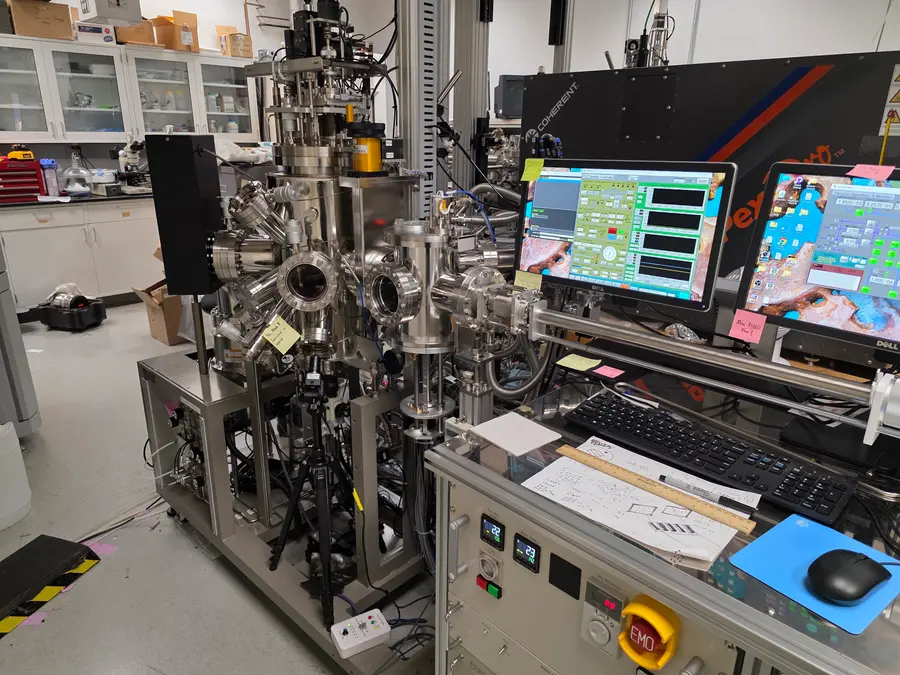 The self-driving thin-film lab. PLD chamber, RHEED optics, and the control stack that runs them without me in the room.