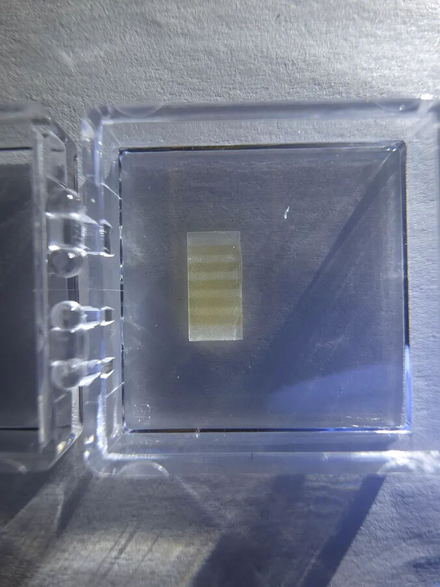 Selective deposition design. Masked geometry that puts several growth conditions on a single substrate.